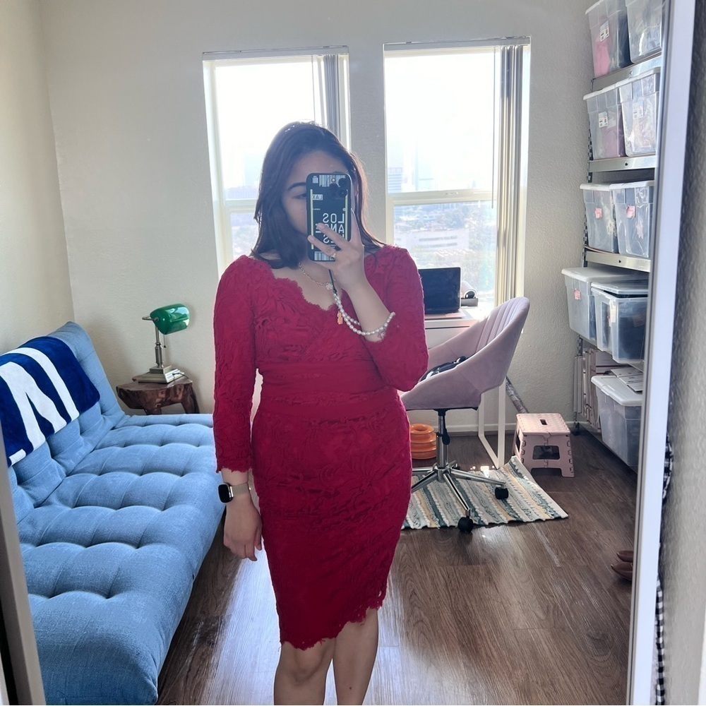 Tadashi Shoji Red Lace Bodycon Mini Dress 2P​​​​​​​​​​​​